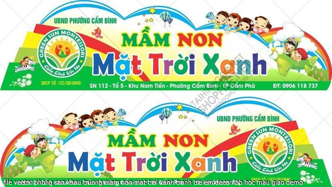 file vector phong san khau truong mam non mat troi xanh tranh tre em decor lop hoc mau giao